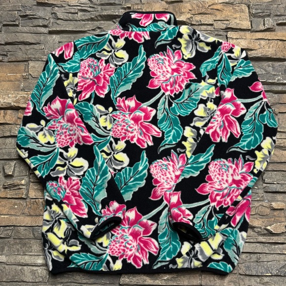 Patagonia Synchilla Manoa Floral Fleece Pullover Jacket Women Large T Snap Rare - Picture 6 of 9